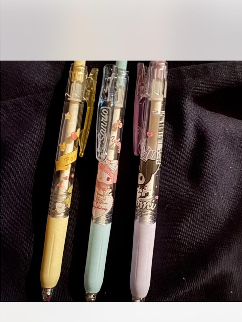 Sanrio pastel yellow mint lavender multi-color character gel pens